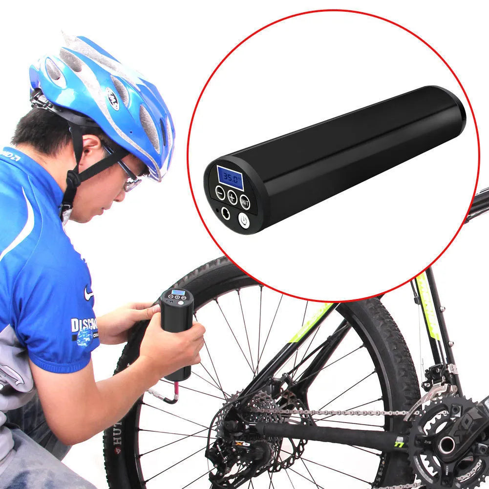 Intelligent digital display inflatable pump cylinder stainless steel housing 150PSI 12V car charger black