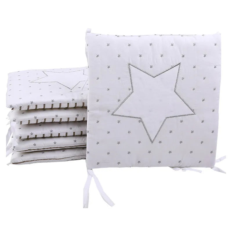 Set of six 30x30 cm pure cotton baby cot bumpers with cartoon computer embroidery pattern in photo colour