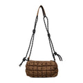 Women's lightweight nylon messenger bag in pillow shape with rhombus pattern and single shoulder strap