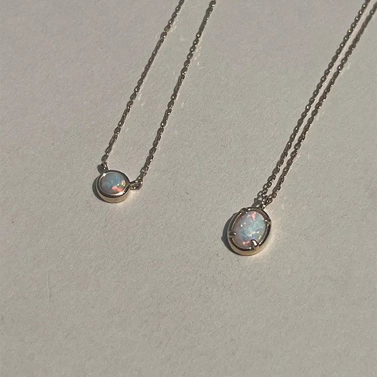 S925 sterling silver oval pendant necklace with jelly opal gemstone in gold or white gold plating