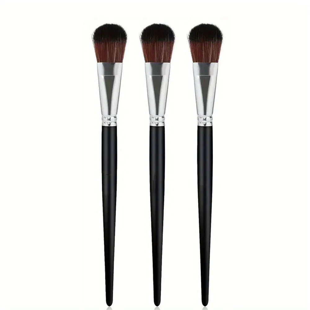 Children's nylon oil painting brush with wood handle, single curved wire tip, black colour