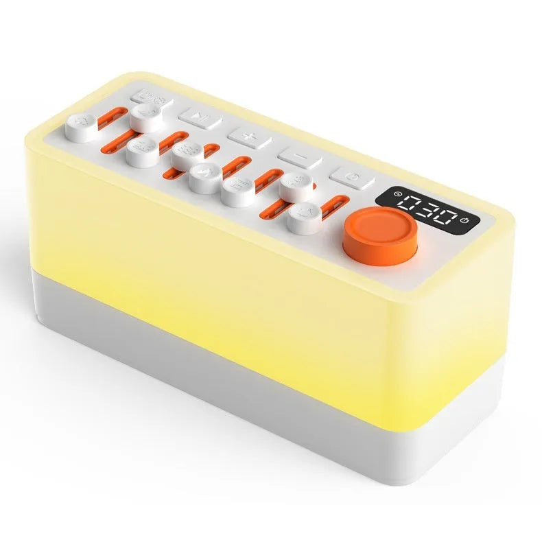 White noise sleep sound machine with Bluetooth speaker, RGB night light, and digital display, 180x73x80mm