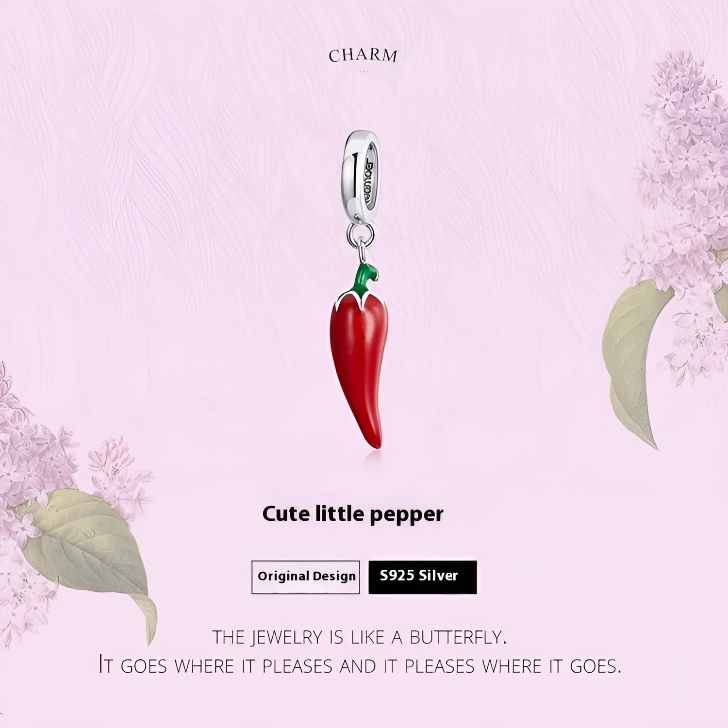 Korean style S925 sterling silver pendant with leaf design in BSC461 colour