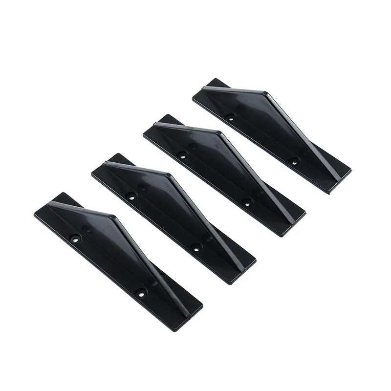 Black triangular car rear spoiler made from ABS plastic, 15cm long, with mounting screws and adhesive