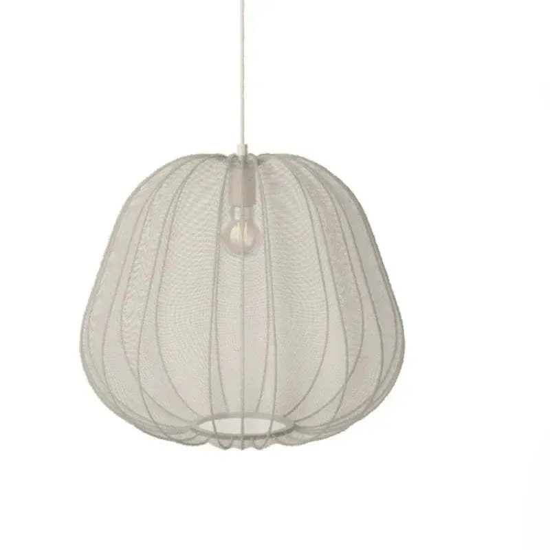 Japanese-style grey-blue iron pumpkin pendant ceiling light with branch design.