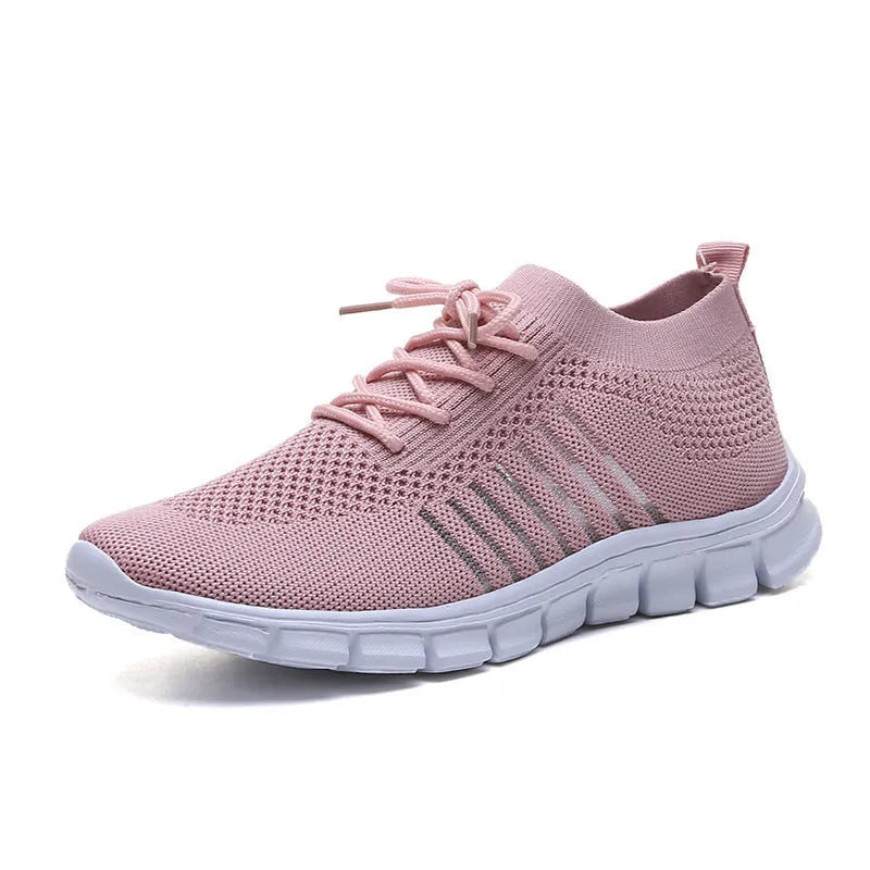Women's casual flat shoes with breathable mesh knit upper and low EVA sole in multiple colour options