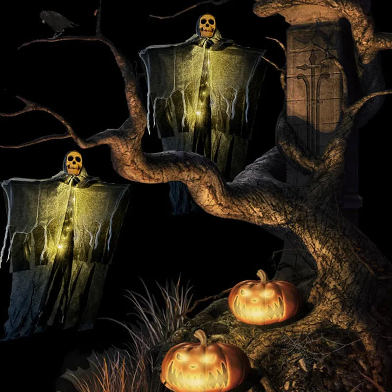 85cm Halloween hanging ghost prop in Colour, Purple, Red or Warm Colour, made from plastic, wrought iron, foam and cloth