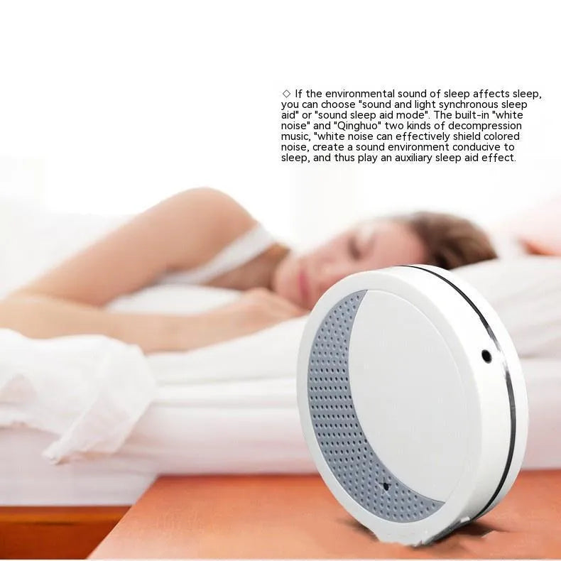 White plastic sleep aid device with USB port for anxiety and insomnia relief