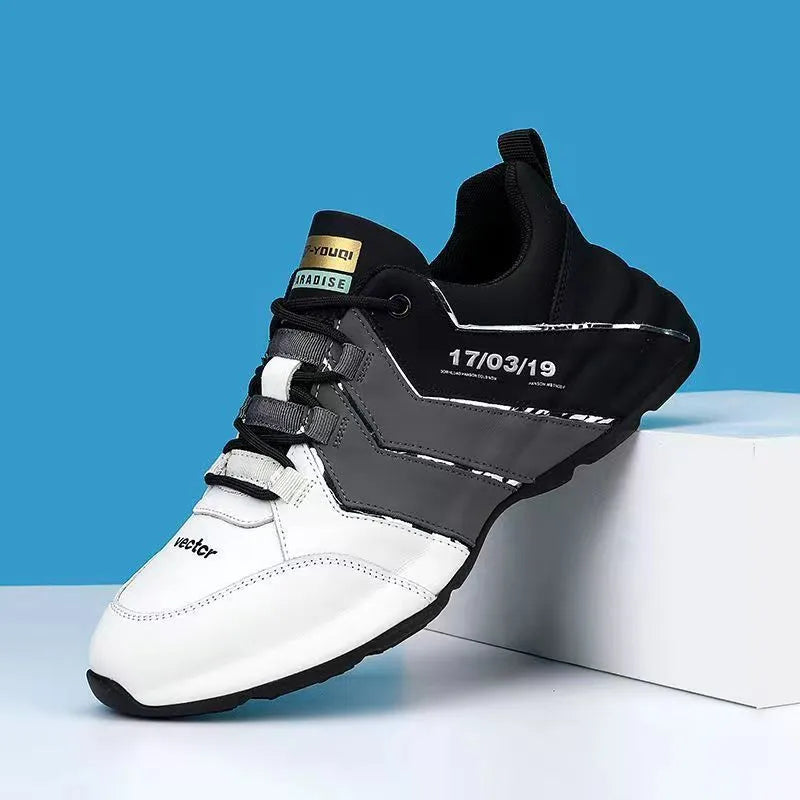 Casual sneakers for teenagers with thick plastic sole and mesh lining in grey and black colour