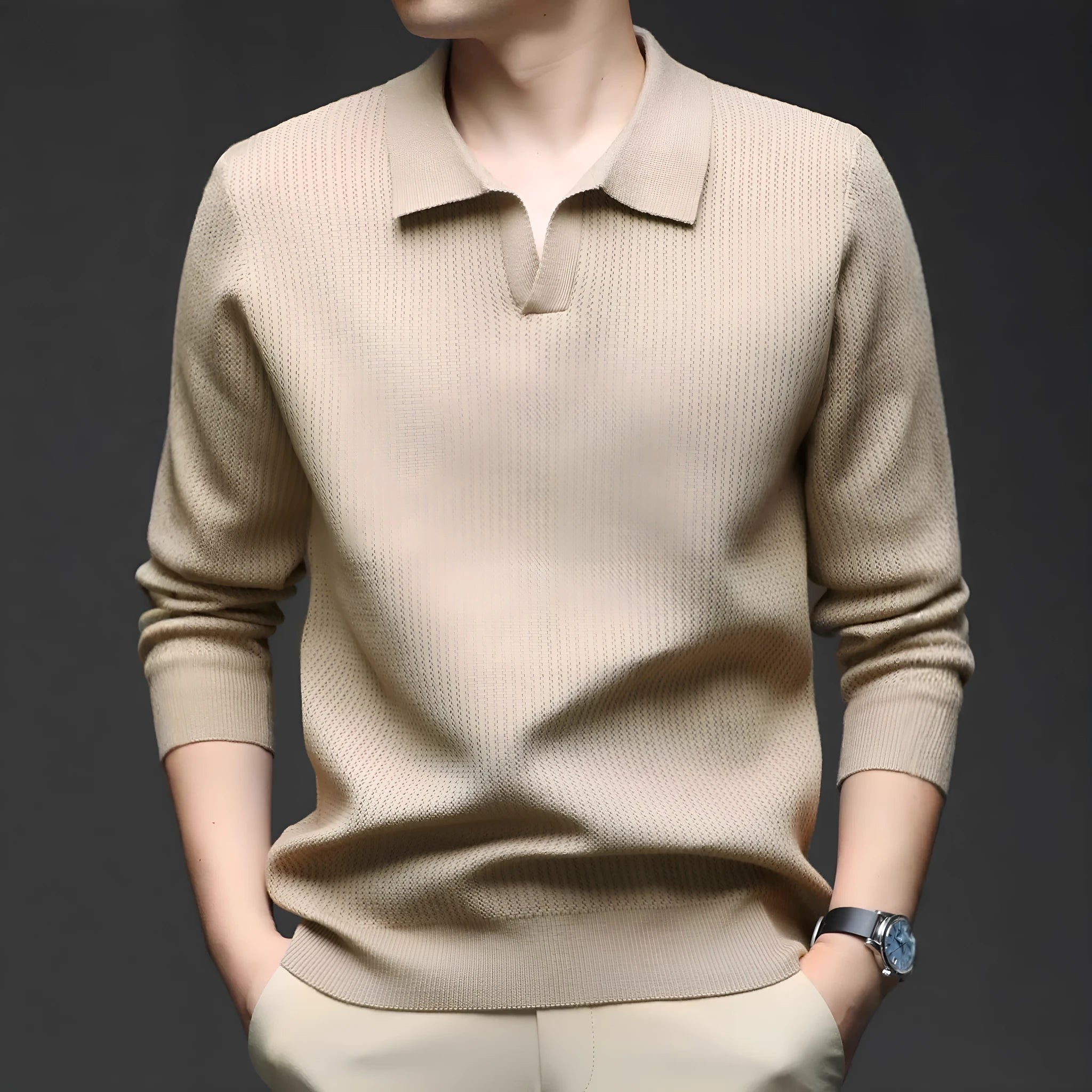 Men's loose pullover sweater in green colour showing casual pullover style and regular thickness fabric