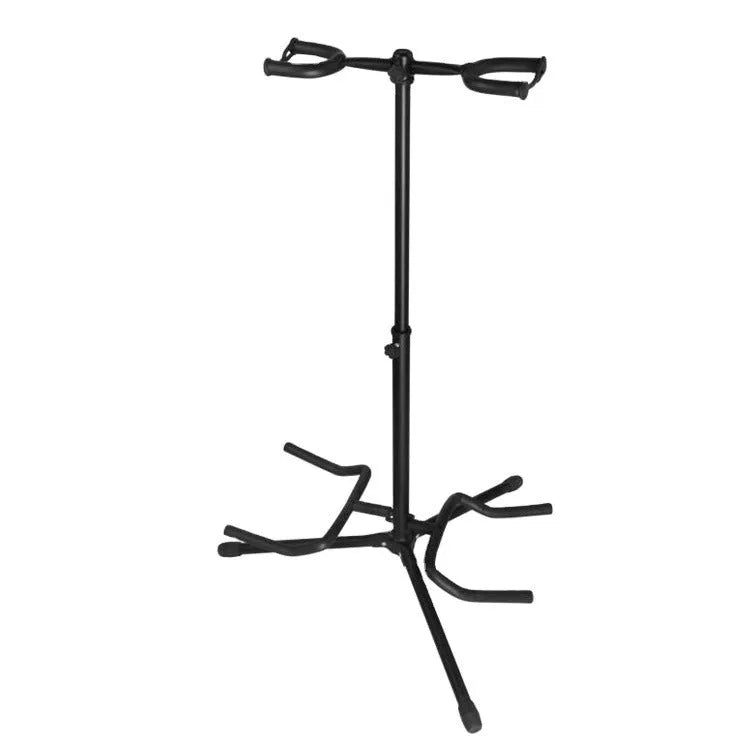 Black iron vertical double-headed adjustable guitar stand for acoustic and electric guitars