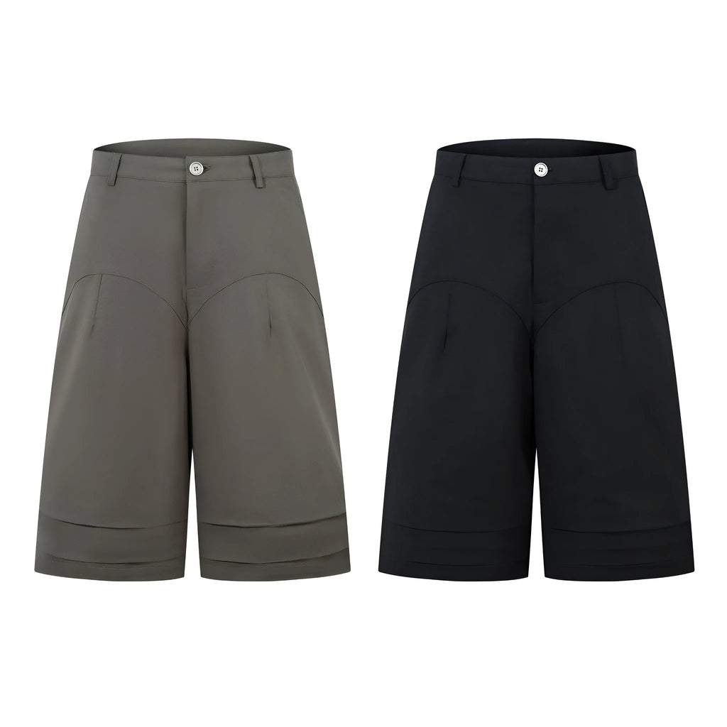 Retro wide-leg straight denim trousers in middle pants length available in black or green colours