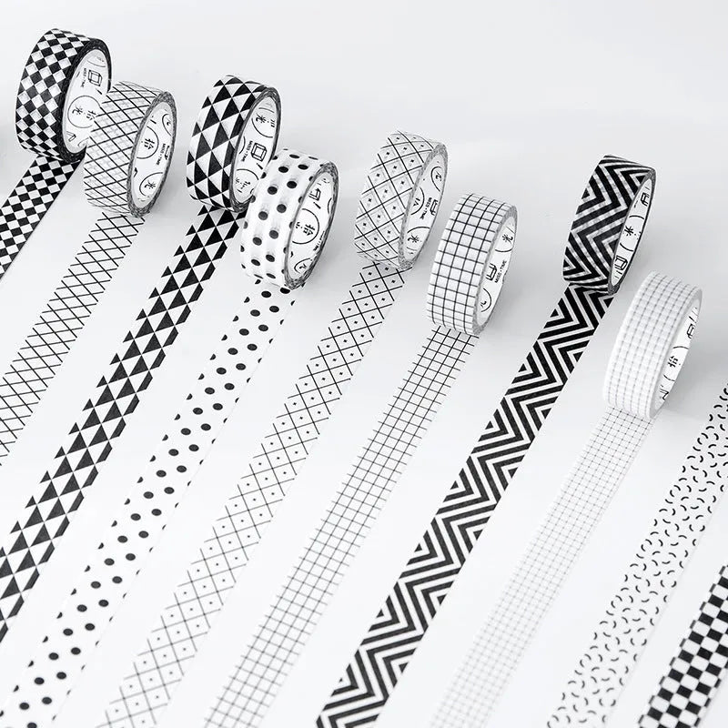 Three rolls of decorative paper tape showing lattice, wave point and weave patterns for craft projects