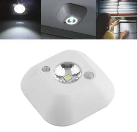 Mini infrared wireless motion sensor night light ceiling battery powered lamp 7x7x2.4cm white with dual sensors