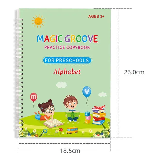Children's English handwriting practice copybook with groove magic pen and ten refills