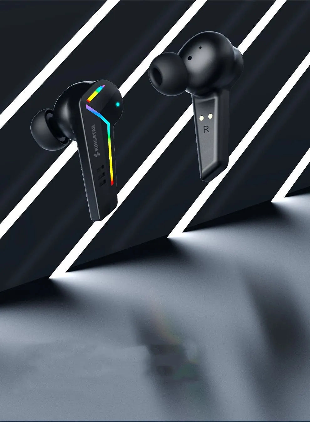 Black low-latency Bluetooth sports headset for gaming with NFC and voice control.
