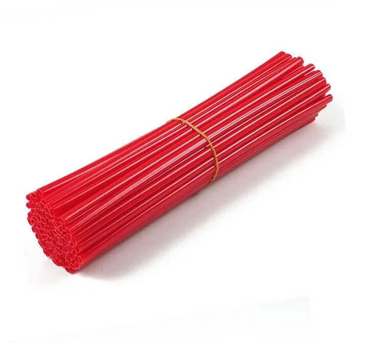 Set of 72 plastic motorcycle spoke wraps, 24cm length, in various colours for universal fit
