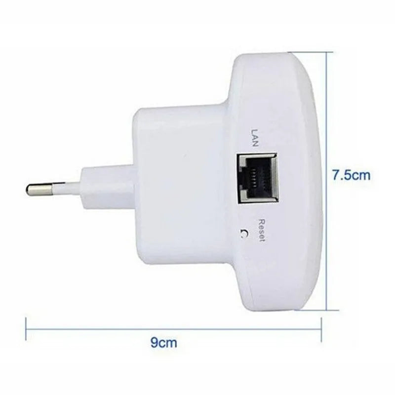 White and black 300Mbps WiFi repeater for UK plug with 2dBi antennas and Ethernet port