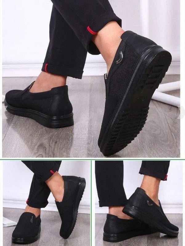 Men's business casual flat shoes with breathable mesh inner and polyurethane sole, low heel, round toe, colour matching pattern