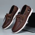 Men's British style casual shoes in artificial PU with flat heel and round toe.