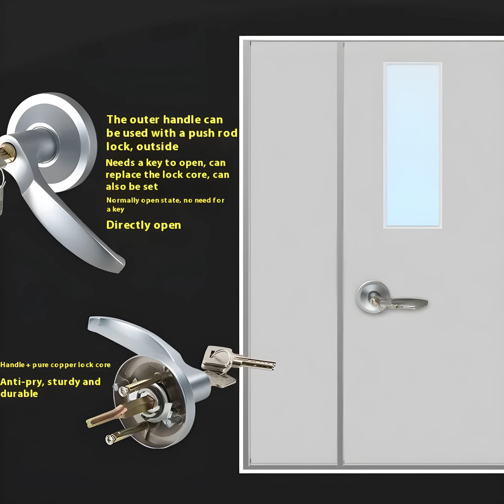 Stainless steel fire safety push door lock with external handle for 65cm single doors