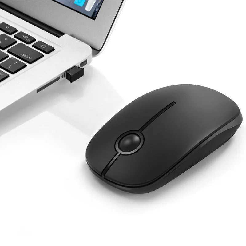 2.4G wireless mouse in black, compact 120x66x36mm, for computer use