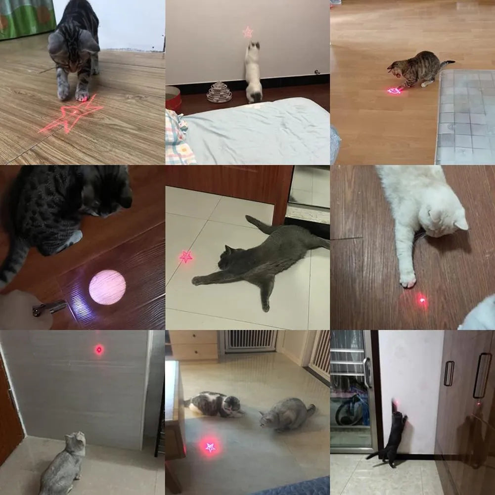 Black or pink infrared cat teaser toy with keychain measuring 5 by 2.5 centimetres