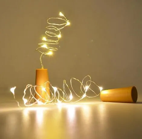 Flexible silver wire LED string light with bottle stopper for wine bottle decoration