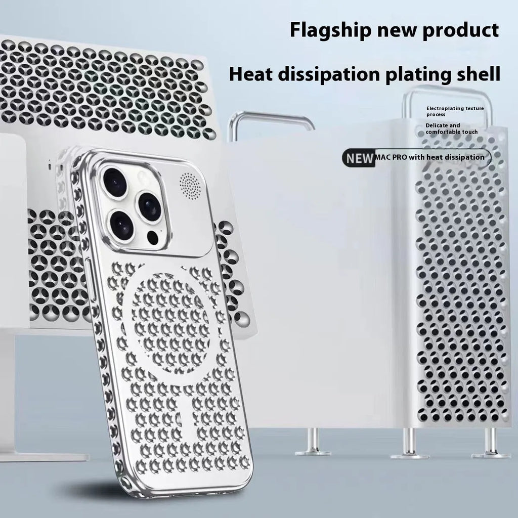 Electroplating magnetic suction heat dissipation phone case for iPhone 15 Pro and Pro Max in titanium colours