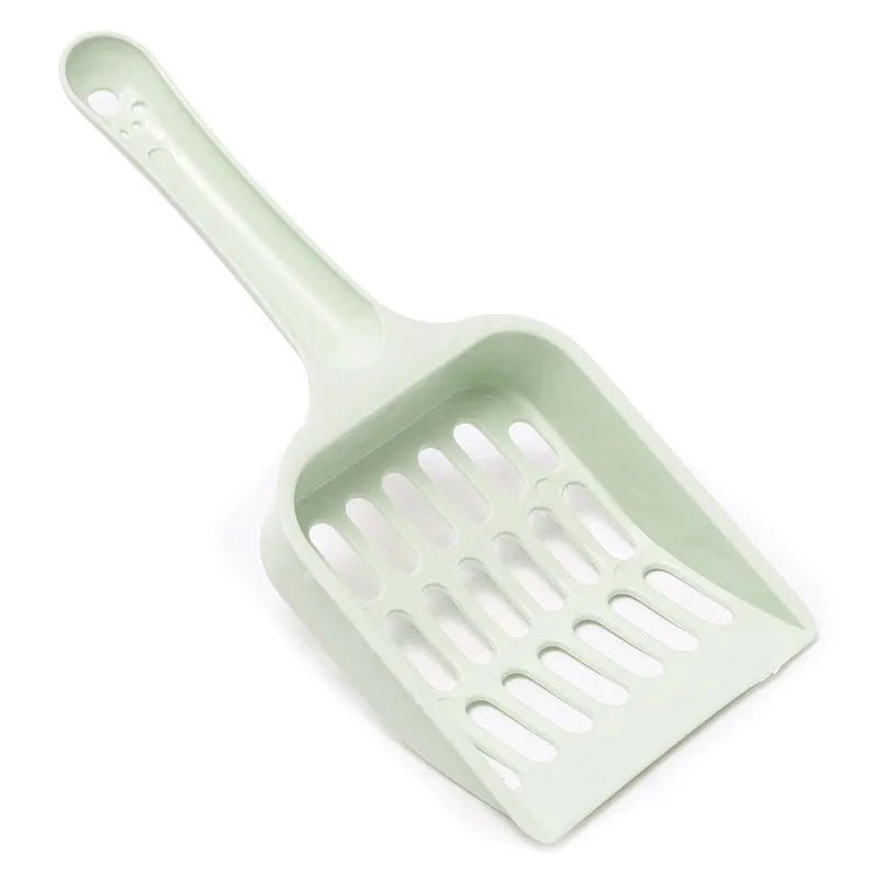 Blue plastic cat litter scoop, 20cm long, for cleaning litter trays.