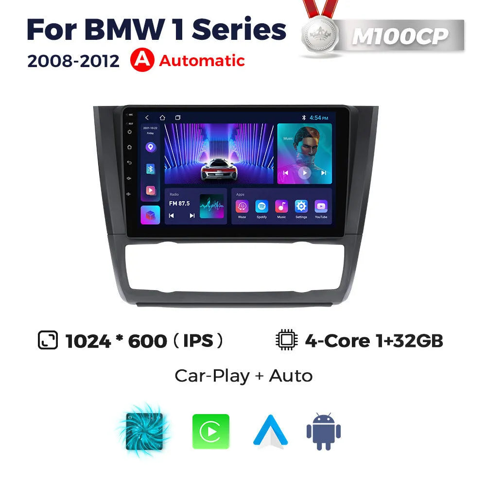 9-inch Android car navigation and central control touchscreen unit for BMW E87 vehicles.