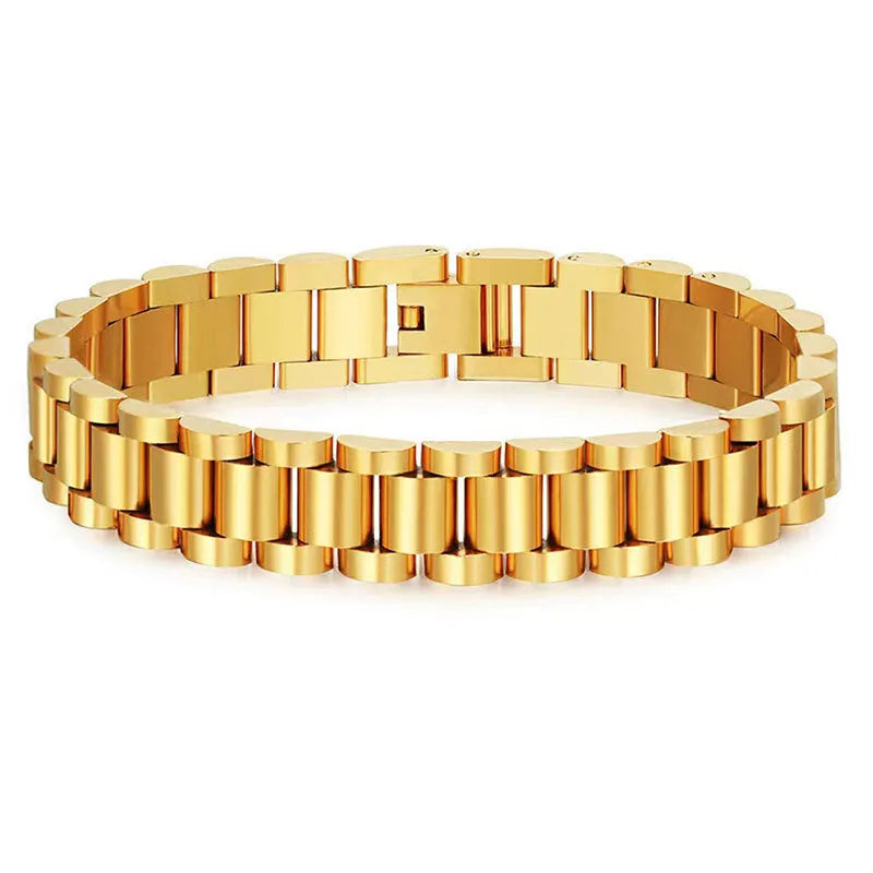 Stainless steel watch band bracelet 10mm width 22cm length electroplated finish gold colour