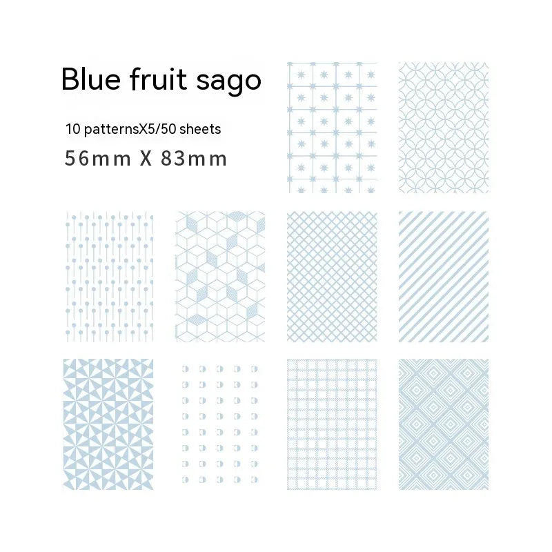 Pack of 50 colourful retro dessert-themed note paper sheets measuring 56mm by 83mm