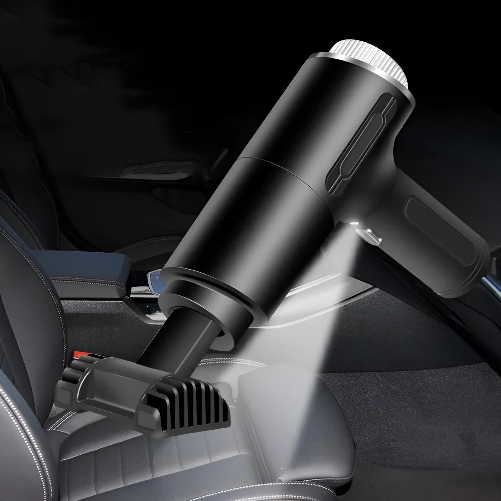Handheld car vacuum cleaner with 9000mbar suction, wired and wireless USB options, wet dry use, ABS material