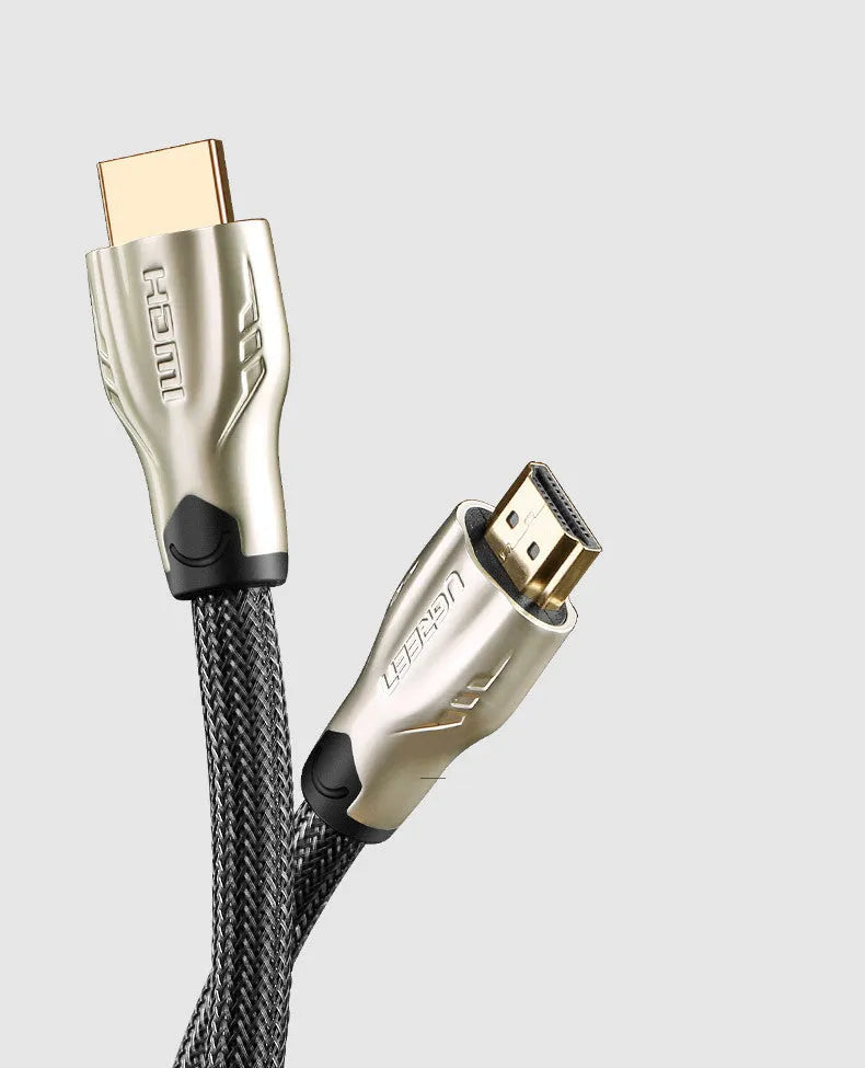 Black HDMI cable with gold-plated connectors, shown at a length of 5 metres.