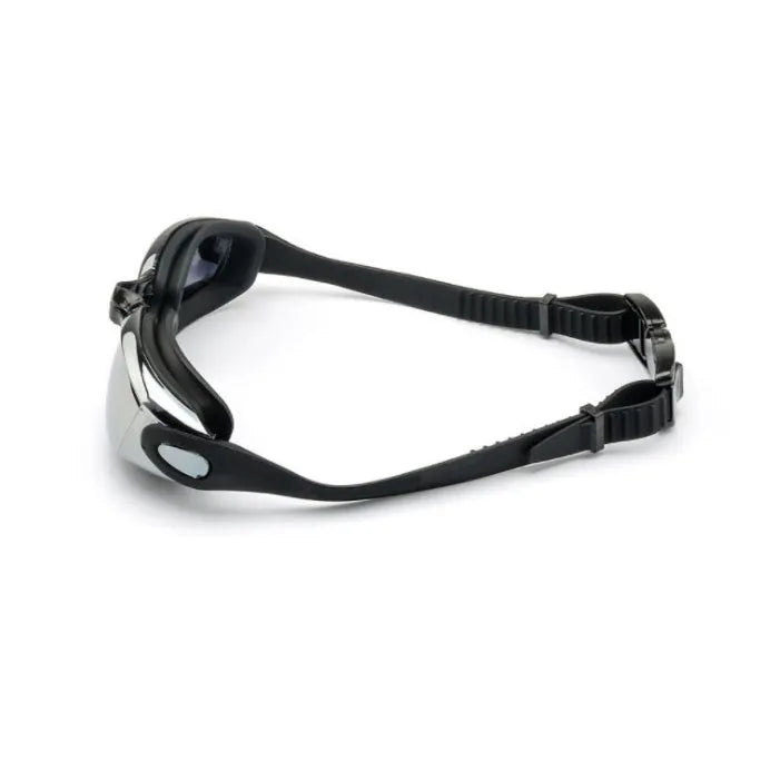 Swimming goggles with polycarbonate PC anti-fog lens and silicone strap in blue