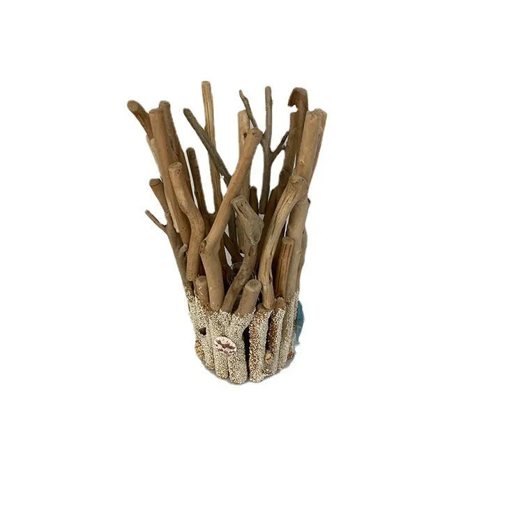 Natural driftwood decorative table lamp with ground finish, wood colour, 24.5cm wide, 41cm tall