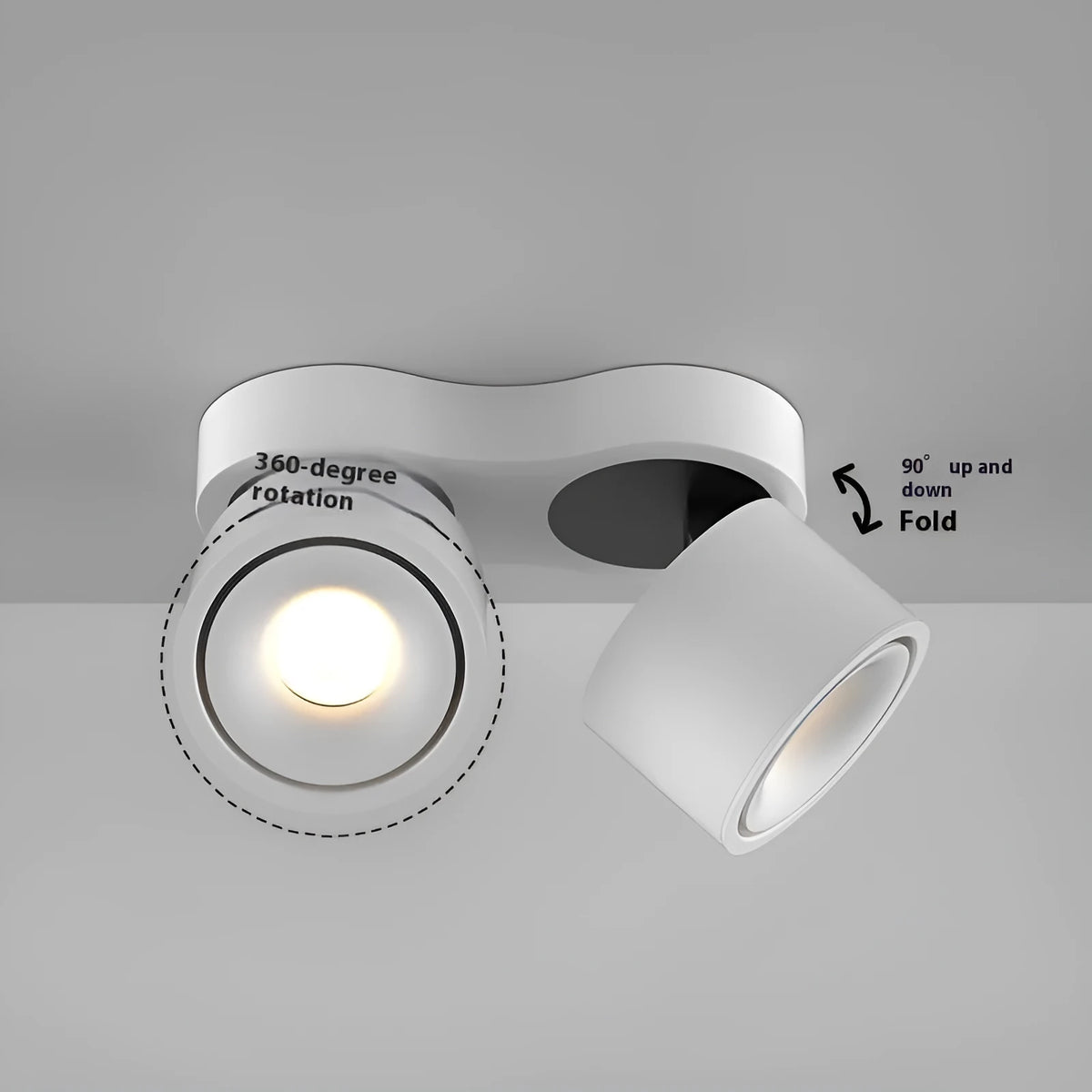 Sand white LED double-headed ceiling spotlight with die-cast aluminium body, 24W, punch-free mount