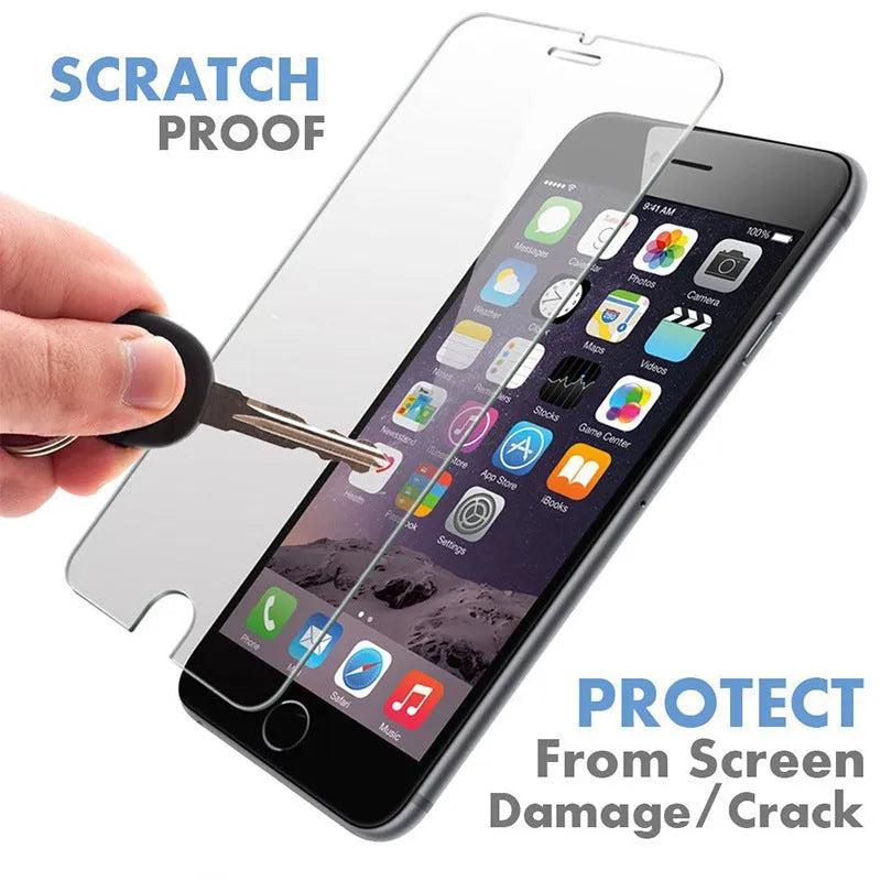 Clear tempered glass iPhone screen protector with anti-fingerprint coating