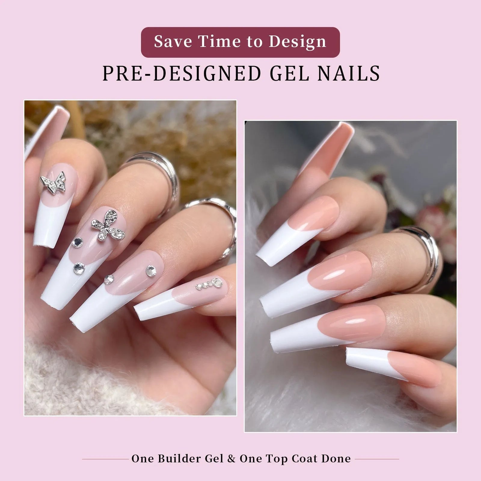 Open box showing 288 removable French wear design nail stickers in sweet and hot girl styles.
