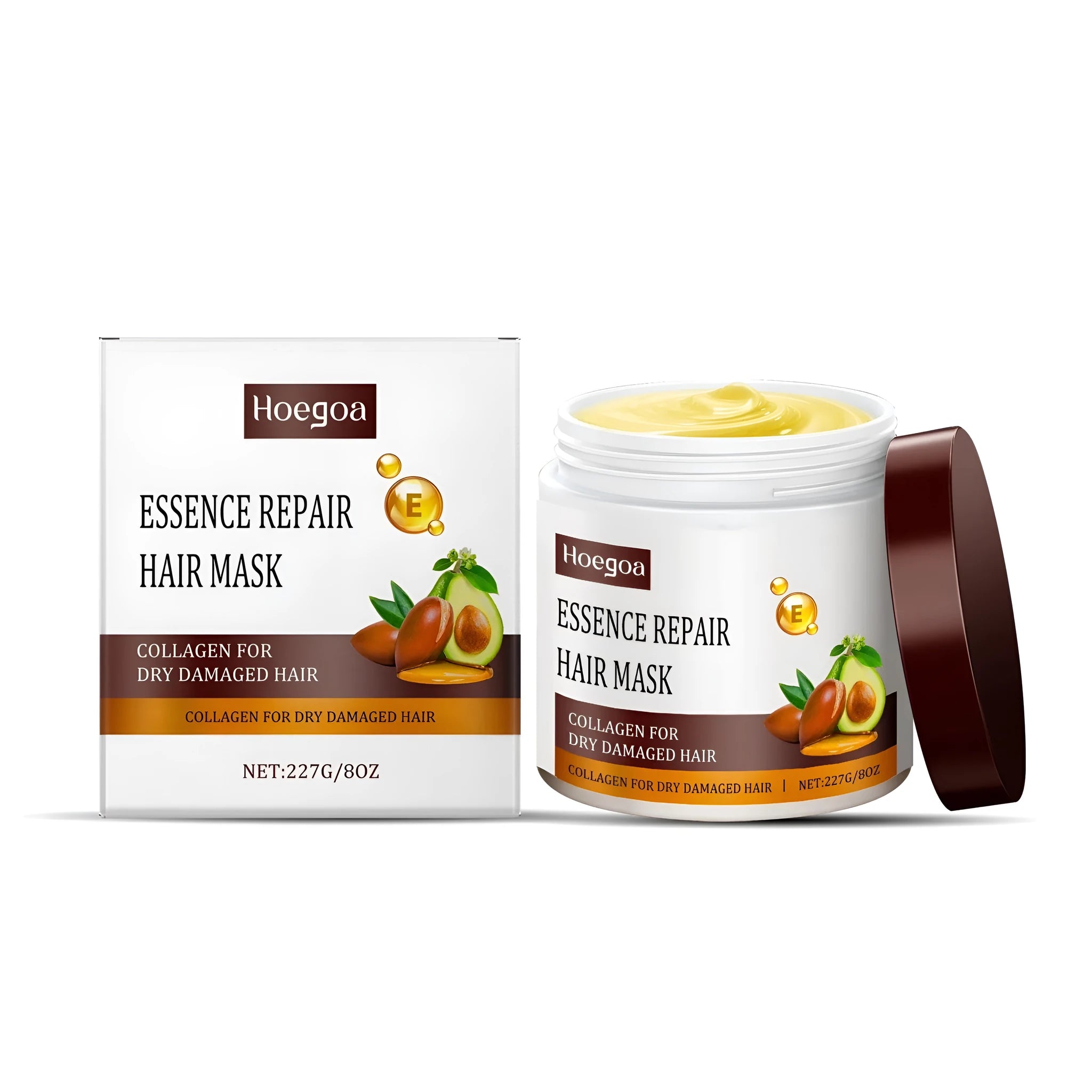 Collagen repair hair mask tub with hydrolysed keratin and avocado oil for damaged hair