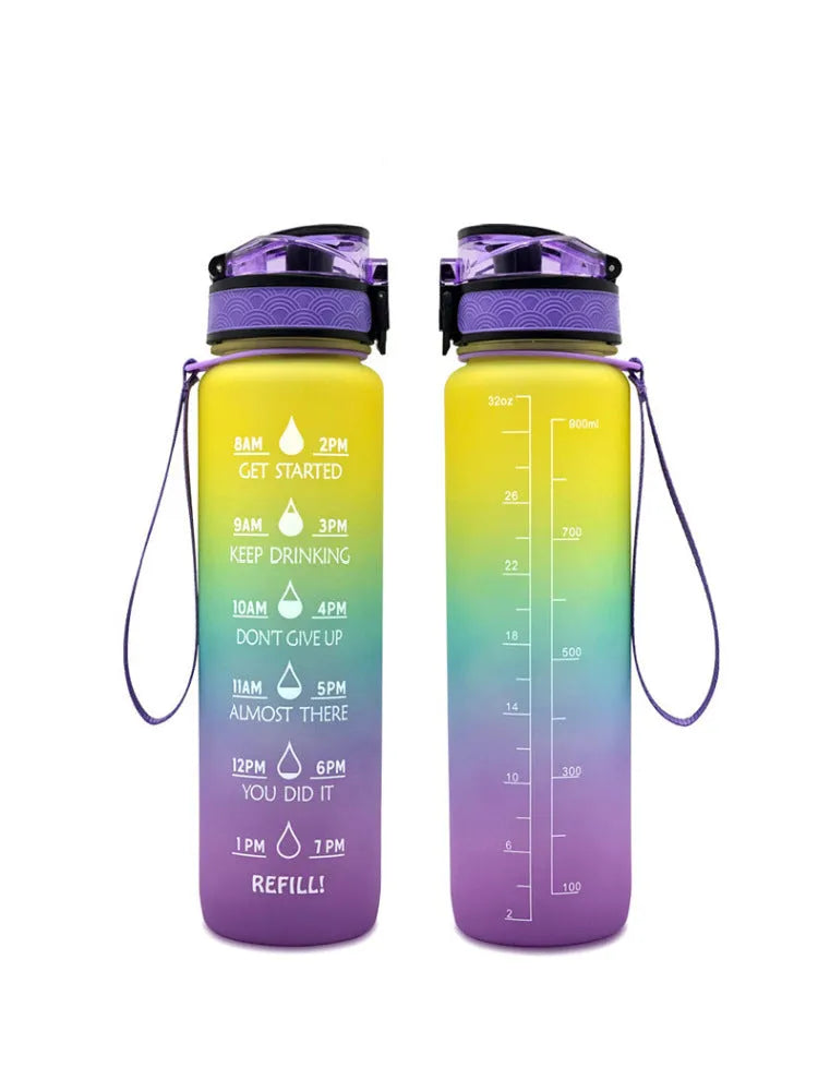 Clear transparent Tritan sports water bottle with 1000ml capacity and infuser