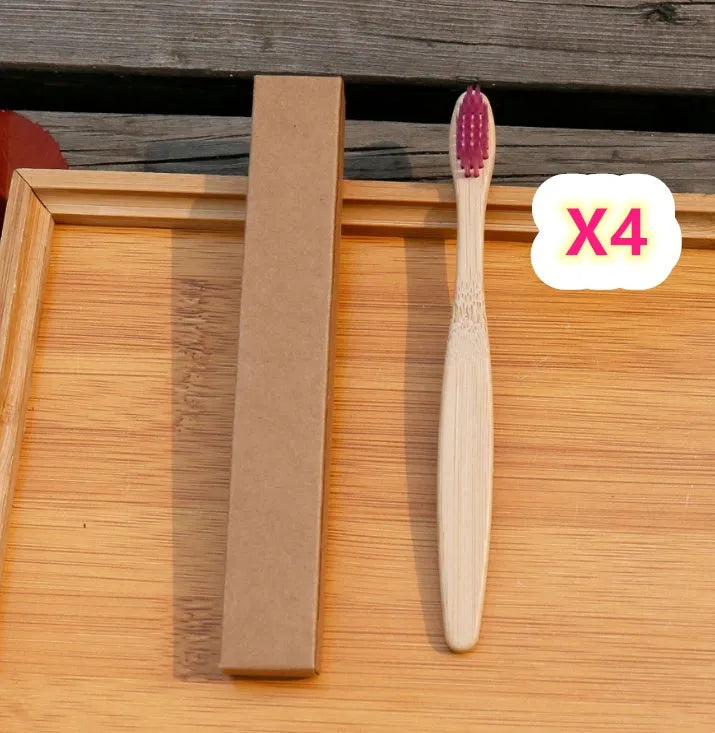 Eco friendly bamboo soft fibre toothbrush with biodegradable handle for adults