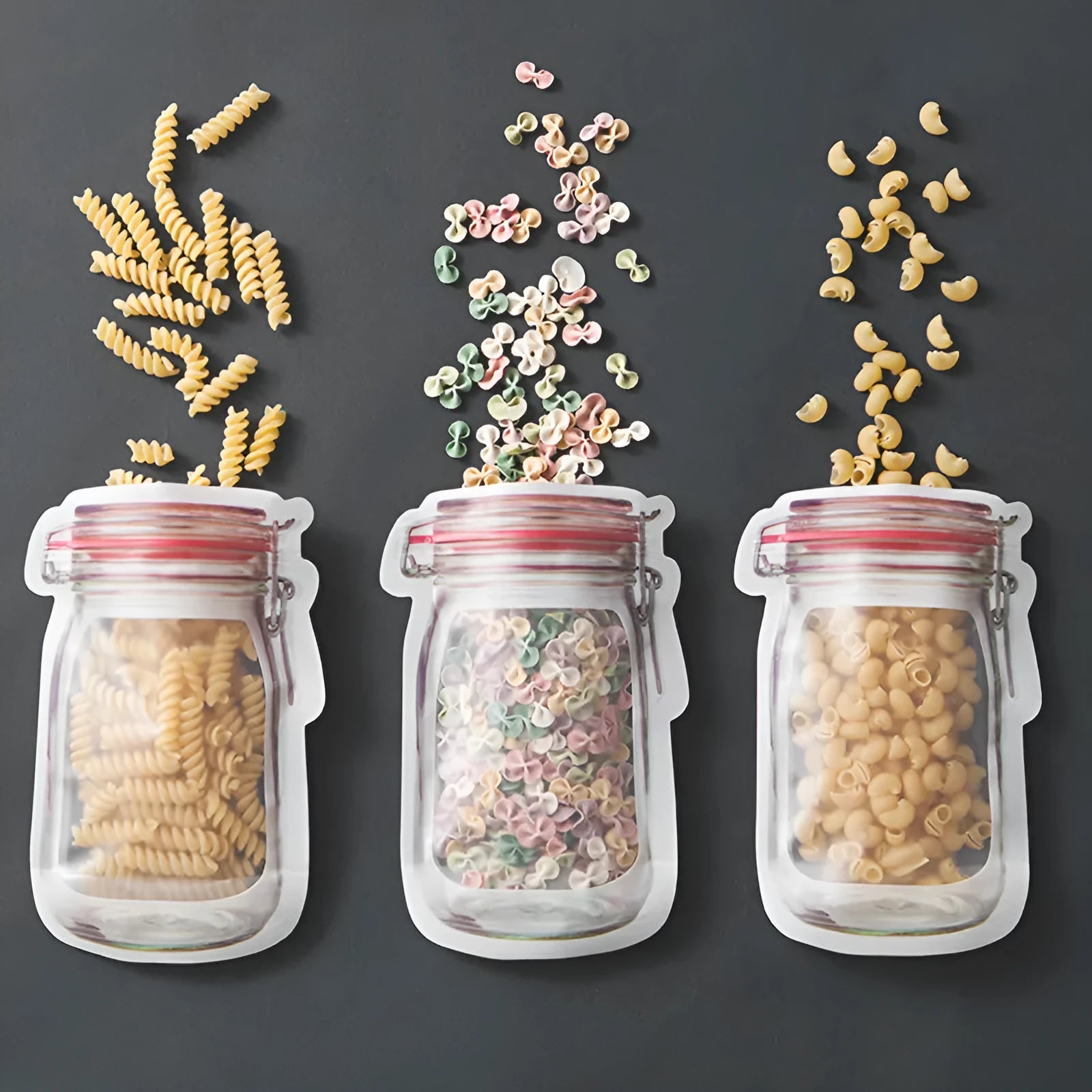 Reusable PE plastic self-sealing snack storage bag with zipper, 1L capacity, for biscuits and nuts