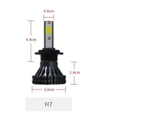 Car LED headlight bulb 3800lm 6000K COB with 50,000+ hours lifespan, available in multiple base types.