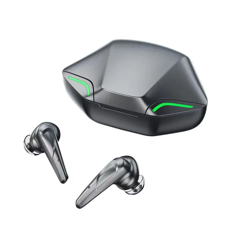 Wireless Bluetooth gaming headset in Black, Grey, White, or Yellow with charging cabin.
