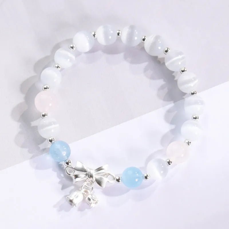 Electroplated opal beaded bracelet for women with diamond-shaped beads in various colours