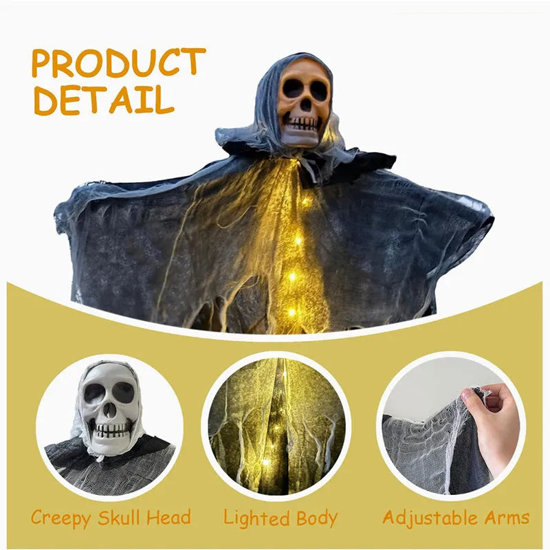 85cm Halloween hanging ghost prop in Colour, Purple, Red or Warm Colour, made from plastic, wrought iron, foam and cloth