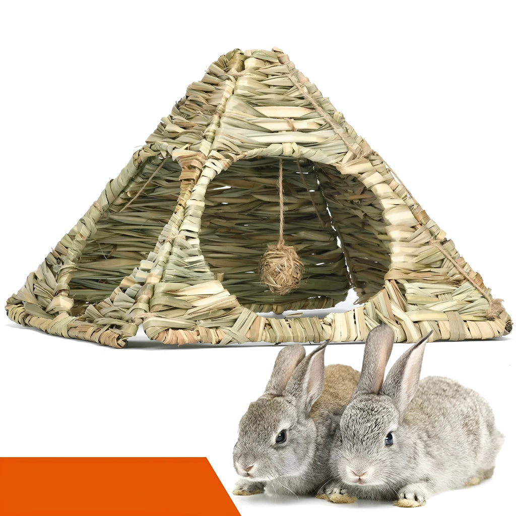 Pet Foldable Grass Hut Rabbit Nest made from natural grass for small animals