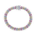 S925 sterling silver women's bracelet with geometric round and ring elements, platinum finish, 16-18cm length options